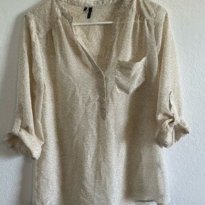 Maurices Beige Patterned Blouse